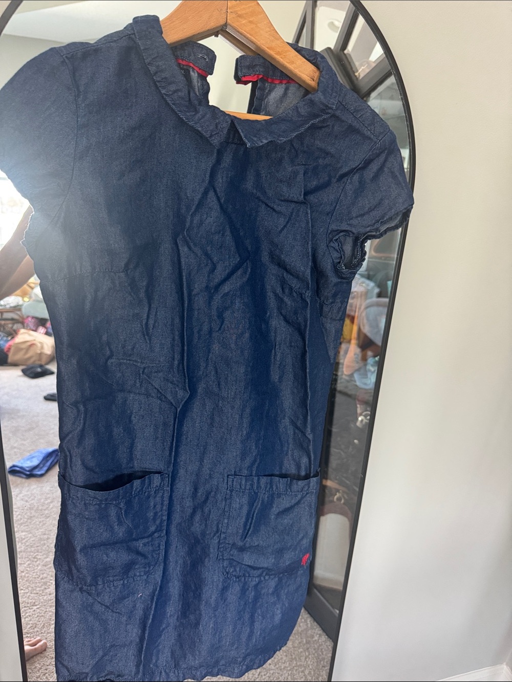 U.S. Polo Assn. Navy Denim Shift Dress with Patch Pockets
